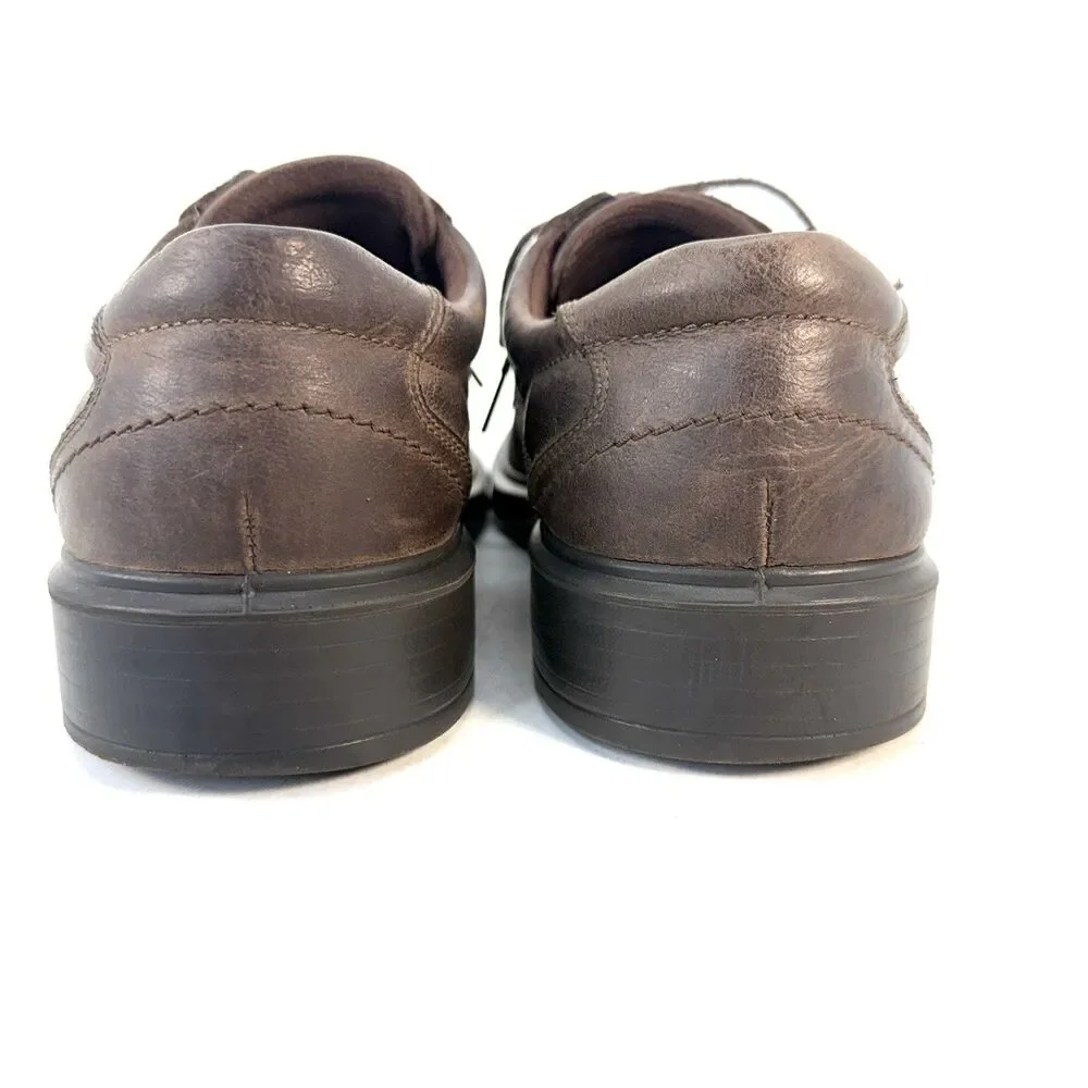 Mens Ecco Brown Leather Berlin Apron Toe Oxford Loafers Shoes Size EU 44 US 11